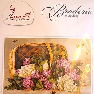 A Basket of Lilac crossstitch kit, NEW